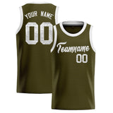 Custom Olive Sequined Tops Athletic Basketball Jersey