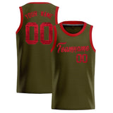 Custom Olive Sequined Tops Athletic Basketball Jersey