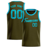 Custom Olive Sequined Tops Athletic Basketball Jersey