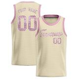 Custom Cream Sequined Tops Athletic Basketball Jersey