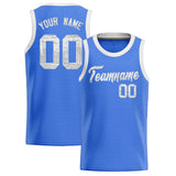 Custom Powder Blue Sequined Tops Athletic Basketball Jersey