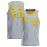 Custom Silver Sequined Tops Athletic Basketball Jersey