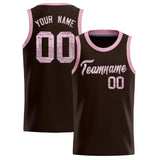 Custom Brown Sequined Tops Athletic Basketball Jersey