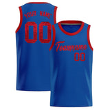 Custom Royal Sequined Tops Athletic Basketball Jersey
