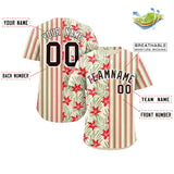 Custom Hawaii Tropical Flower Stripe Fashion Baseball Jersey Printed or Stitched Name Number