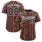 Custom Hawaii Tropical Flower Stripe Fashion Baseball Jersey Personalized Name Big Size
