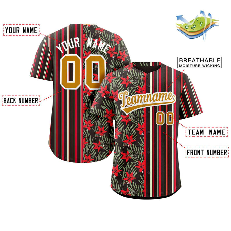 Custom Hawaii Tropical Flower Stripe Fashion Baseball Jersey Personalized Your Style