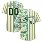 Custom Hawaii Tropical Flower Stripe Fashion Baseball Jersey Personalized Name Big Size