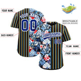 Custom Hawaii Tropical Flower Stripe Fashion Baseball Jersey Personalized Name Big Size