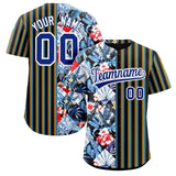 Custom Hawaii Tropical Flower Stripe Fashion Baseball Jersey Personalized Name Big Size