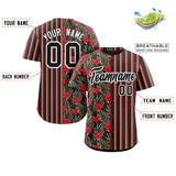 Custom Hawaii Tropical Flower Stripe Fashion Baseball Jersey Personalized Logo