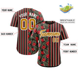 Custom Hawaii Tropical Flower Stripe Fashion Baseball Jersey Personalized Your Style for Men
