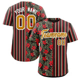 Custom Hawaii Tropical Flower Stripe Fashion Baseball Jersey Personalized Your Style for Men