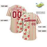 Custom Hawaii Tropical Flower Stripe Fashion Baseball Jersey Personalized Logo
