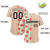 Custom Hawaii Tropical Flower Stripe Fashion Baseball Jersey Personalized Your Style for Men