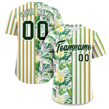 Custom Hawaii Tropical Flower Stripe Fashion Baseball Jersey Personalized Logo