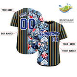Custom Hawaii Tropical Flower Stripe Fashion Baseball Jersey Personalized Logo