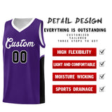 Custom Purple White Side U-shaped Patttern Double Side Sports Uniform Basketball Jersey
