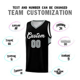 Custom Black White Side U-shaped Patttern Double Side Sports Uniform Basketball Jersey