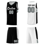 Custom Black White Side U-shaped Patttern Double Side Sports Uniform Basketball Jersey