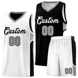 Custom Black White Side U-shaped Patttern Double Side Sports Uniform Basketball Jersey