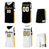 Custom Black White Side U-shaped Patttern Double Side Sports Uniform Basketball Jersey