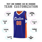 Custom Royal Orange Side U-shaped Patttern Double Side Sports Uniform Basketball Jersey