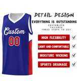 Custom Royal White Side U-shaped Patttern Double Side Sports Uniform Basketball Jersey