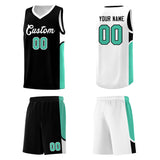 Custom Black White Side U-shaped Patttern Double Side Sports Uniform Basketball Jersey