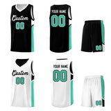 Custom Black White Side U-shaped Patttern Double Side Sports Uniform Basketball Jersey