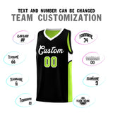 Custom Black Neon Green Side U-shaped Patttern Double Side Sports Uniform Basketball Jersey
