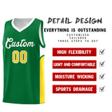 Custom Kelly Green White Side U-shaped Patttern Double Side Sports Uniform Basketball Jersey