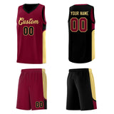 Custom Crimson Black Side U-shaped Patttern Double Side Sports Uniform Basketball Jersey