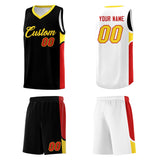 Custom Black White Side U-shaped Patttern Double Side Sports Uniform Basketball Jersey