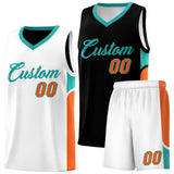 Custom Black White Side U-shaped Patttern Double Side Sports Uniform Basketball Jersey
