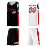 Custom Black White Side U-shaped Patttern Double Side Sports Uniform Basketball Jersey