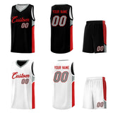 Custom Black White Side U-shaped Patttern Double Side Sports Uniform Basketball Jersey