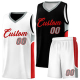Custom Black White Side U-shaped Patttern Double Side Sports Uniform Basketball Jersey