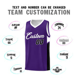 Custom Purple White Side U-shaped Patttern Double Side Sports Uniform Basketball Jersey
