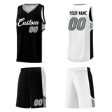 Custom Black White Side U-shaped Patttern Double Side Sports Uniform Basketball Jersey