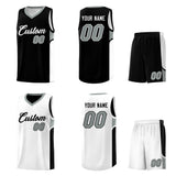 Custom Black White Side U-shaped Patttern Double Side Sports Uniform Basketball Jersey