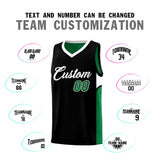 Custom Black Kelly Green Side U-shaped Patttern Double Side Sports Uniform Basketball Jersey