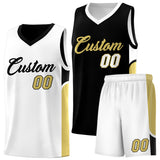 Custom Black White Side U-shaped Patttern Double Side Sports Uniform Basketball Jersey