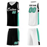 Custom Black White Side U-shaped Patttern Double Side Sports Uniform Basketball Jersey