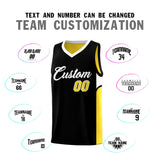 Custom Black Gold Side U-shaped Patttern Double Side Sports Uniform Basketball Jersey