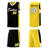 Custom Black Gold Side U-shaped Patttern Double Side Sports Uniform Basketball Jersey
