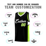 Custom Black Neon Green Side U-shaped Patttern Double Side Sports Uniform Basketball Jersey