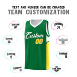Custom Kelly Green White Side U-shaped Patttern Double Side Sports Uniform Basketball Jersey