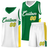 Custom Kelly Green White Side U-shaped Patttern Double Side Sports Uniform Basketball Jersey