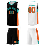 Custom Black White Side U-shaped Patttern Double Side Sports Uniform Basketball Jersey